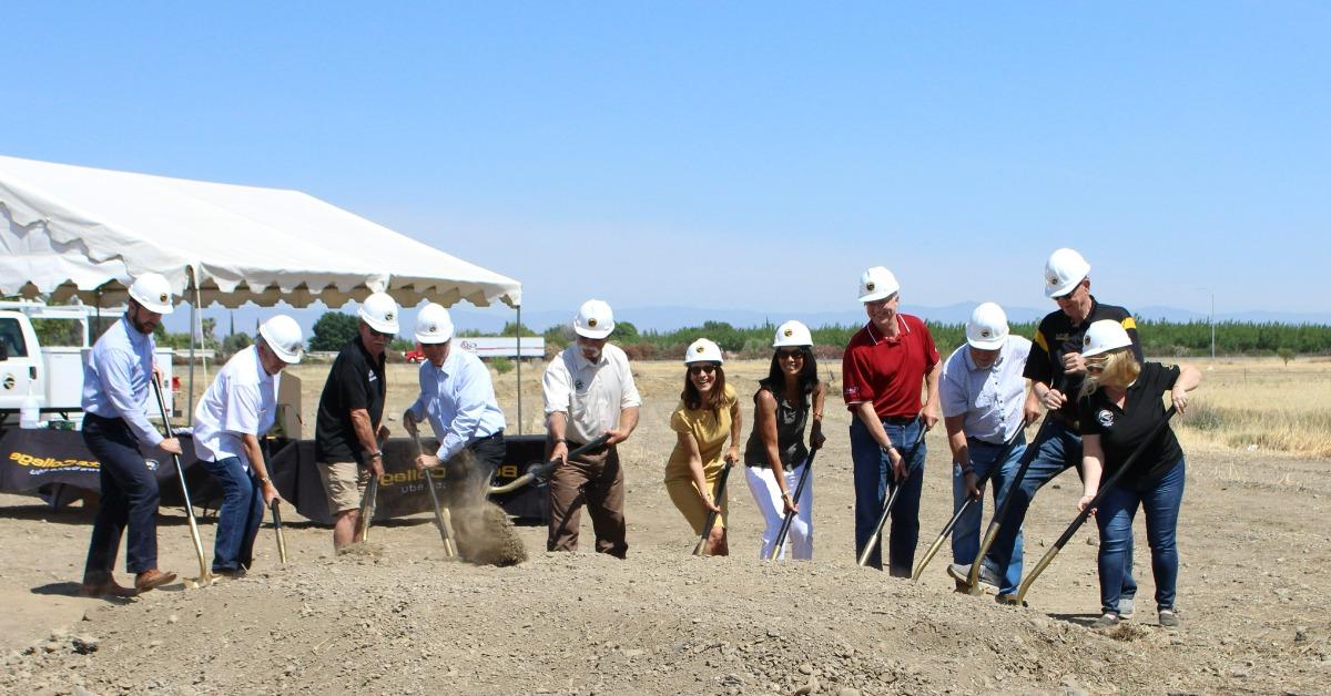 A group of Butte College Trustees breaking ground in Orland for the new Glenn Center.